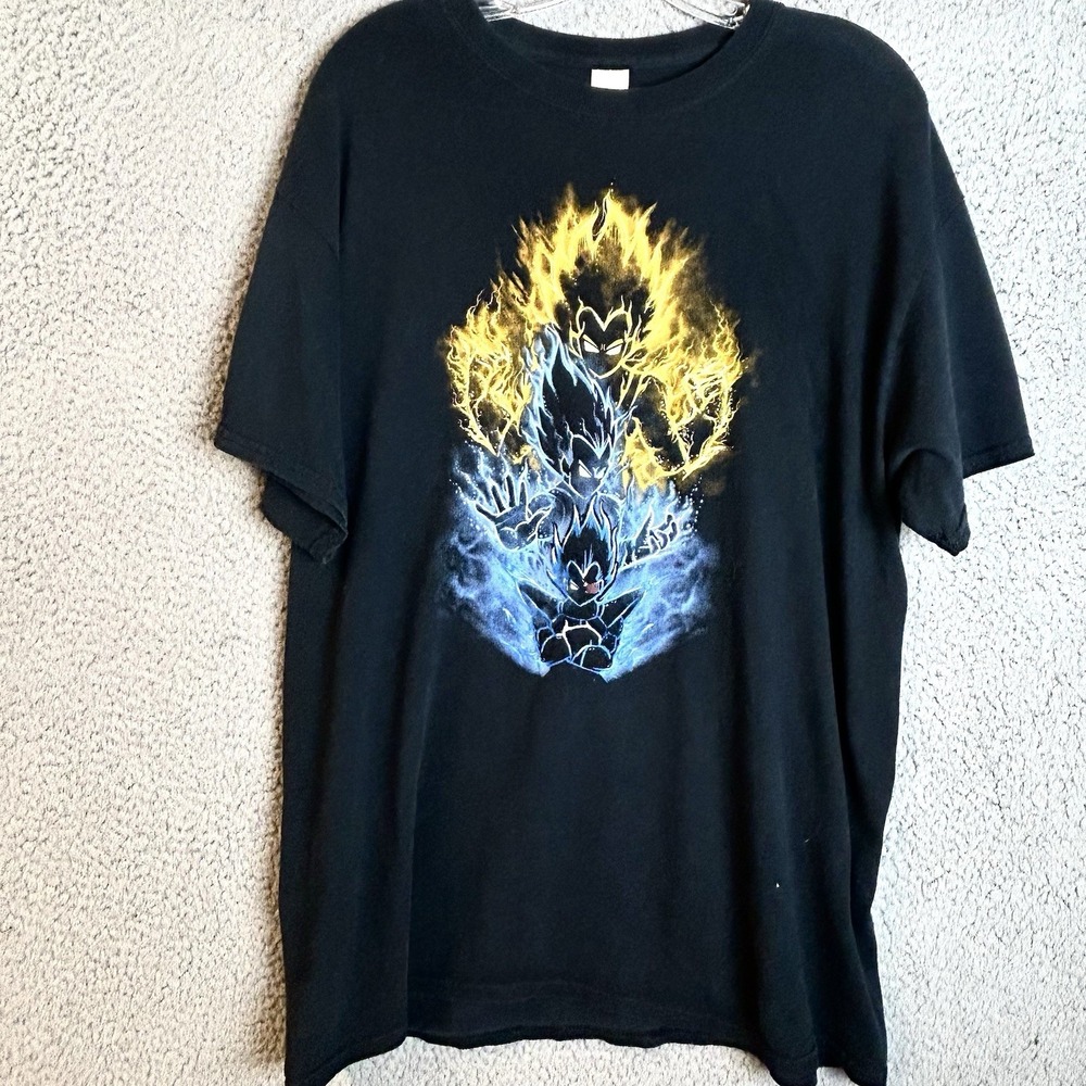 Vintage DragonBall Z T-Shirt Large Black Vegeta Short Sleeve Prince Saiyan Anime